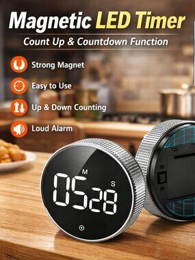 Magnetic Digital Kitchen Timer | Cooking, Study, Shower Countdown Clock